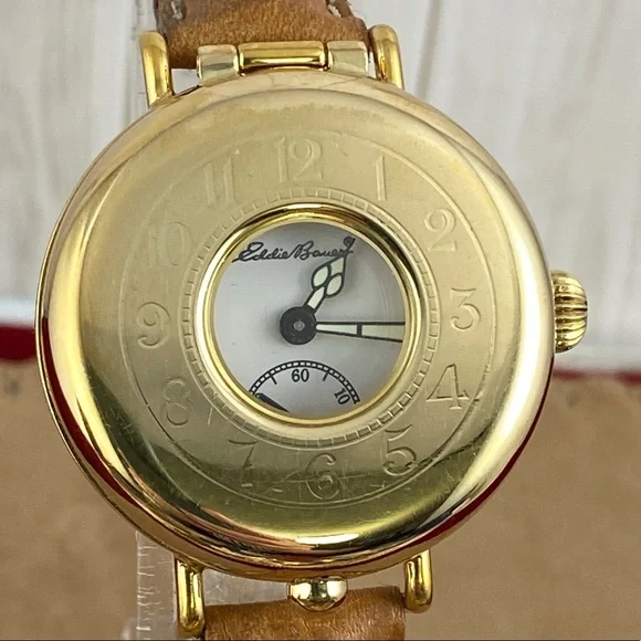 Vintage Eddie Bauer 18KGP Field Watch Flip Top Crystal Guard - Picture 1 of 11